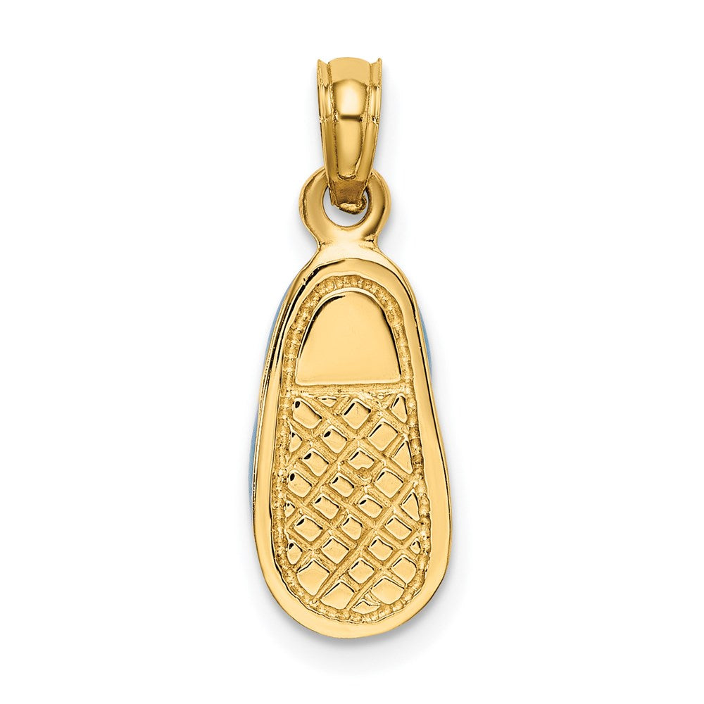 Million Charms 14K Yellow Gold Themed 3-D With Enamel Baby Shoe With Bow Charm