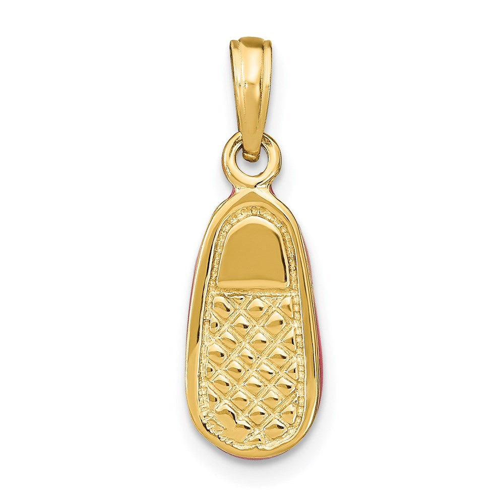 Million Charms 14K Yellow Gold Themed With Pink Enamel 3-D Baby Shoe Charm