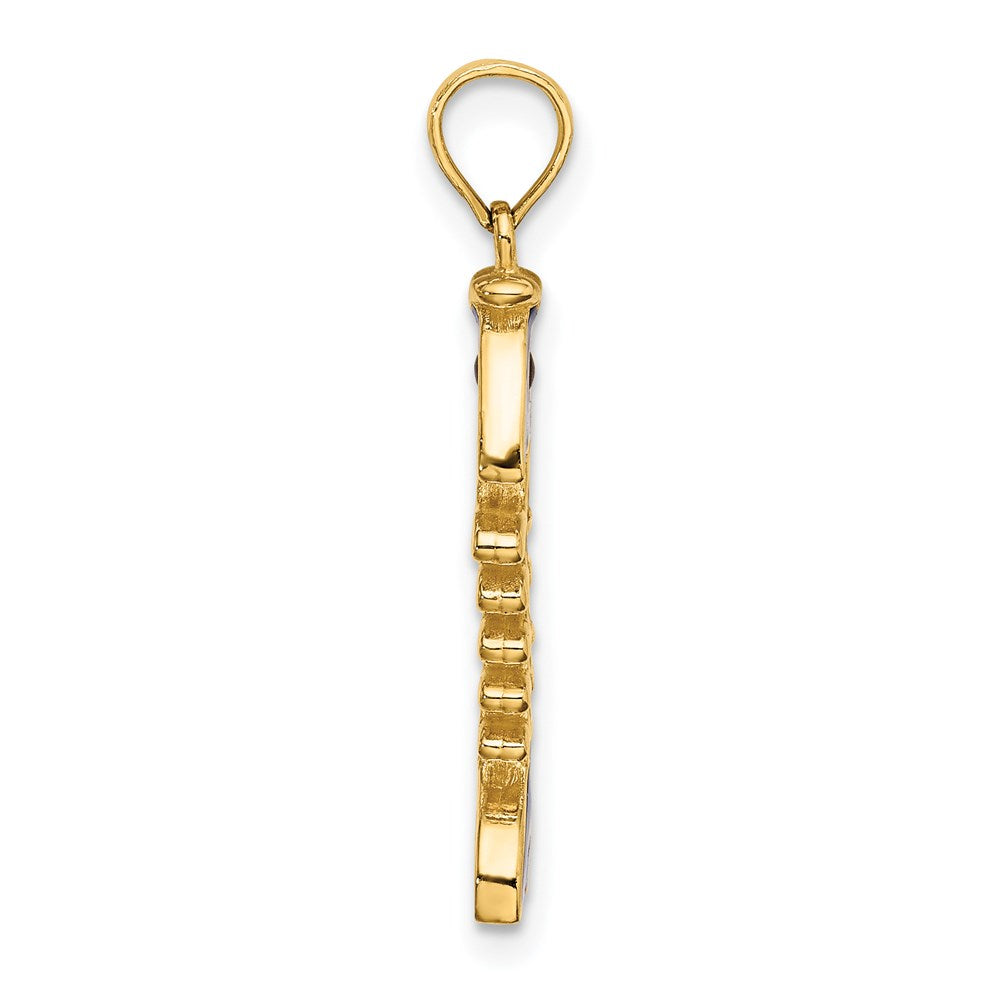 Million Charms 14K Yellow Gold Themed Blue Enamel Fish Bone Charm
