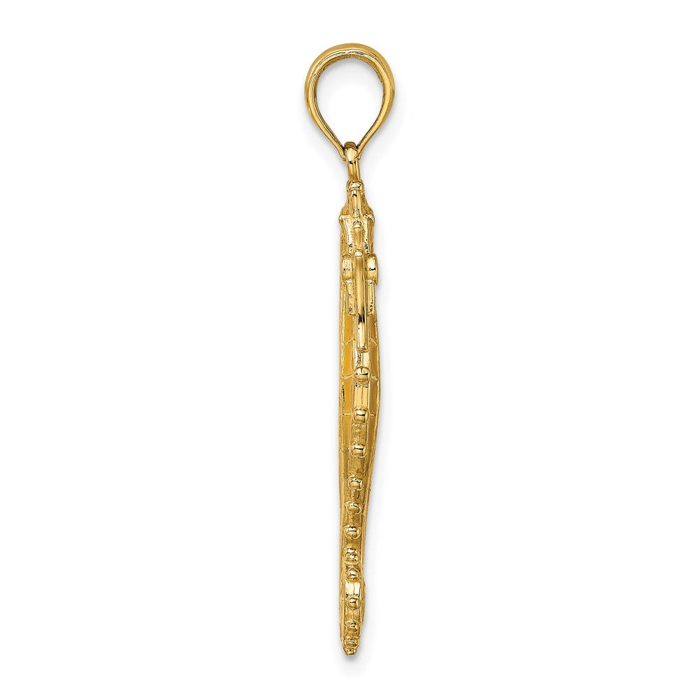 Million Charms 14K Yellow Gold Themed 3-D Enamel Nautical Seahorse Charm