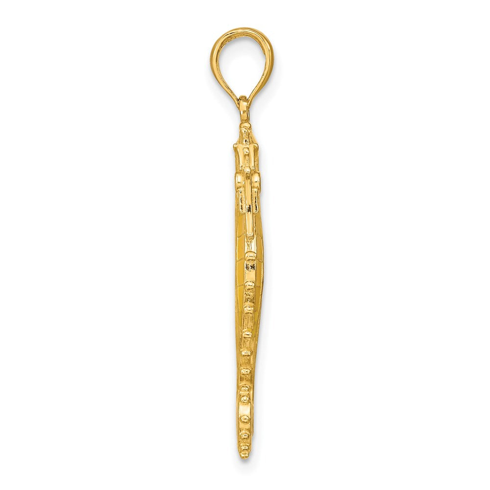 Million Charms 14K Yellow Gold Themed 3-D With Yellow Enamel Nautical Seahorse Charm
