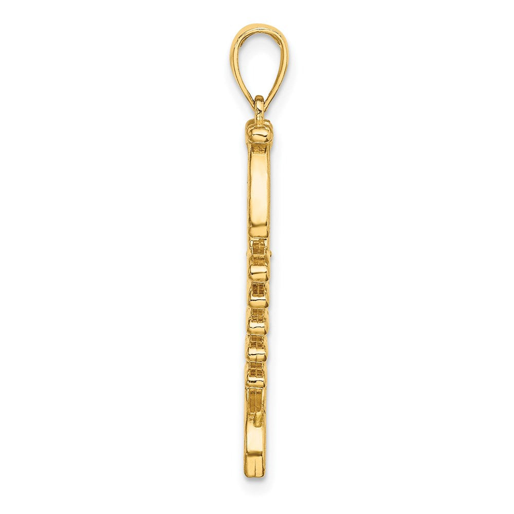 Million Charms 14K Yellow Gold Themed Green Enamel Fish Bone Charm