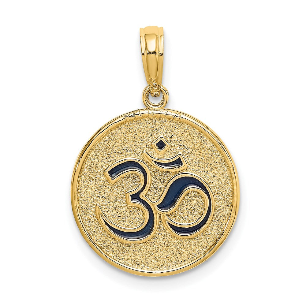 Million Charms 14K Yellow Gold Themed 3-D Enameled Ohm & Lotcus Flower Reversible Charm