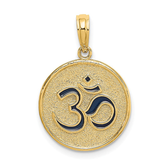 Million Charms 14K Yellow Gold Themed 3-D Enameled Ohm & Lotcus Flower Reversible Charm