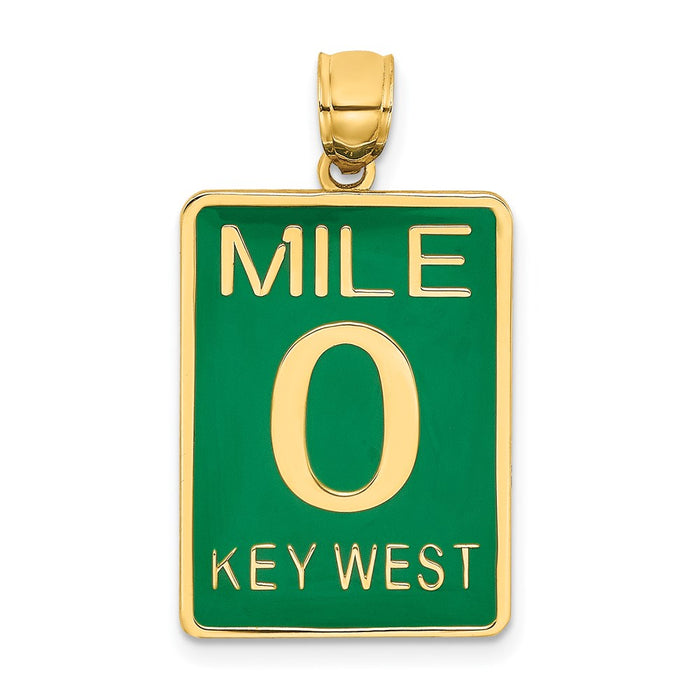 Million Charms 14K Yellow Gold Themed Enamel Mile Marker 0/ Key West Charm