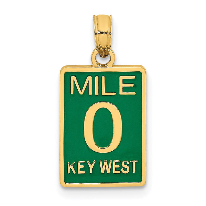 Million Charms 14K Yellow Gold Themed Enamel Mile Marker 0 / Key West Charm