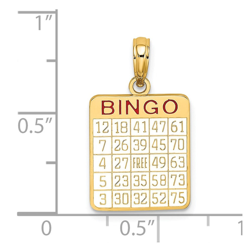 Million Charms 14K Yellow Gold Themed With Enamel Bingo Card Charm