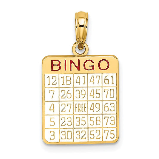 Million Charms 14K Yellow Gold Themed With Enamel Bingo Card Charm