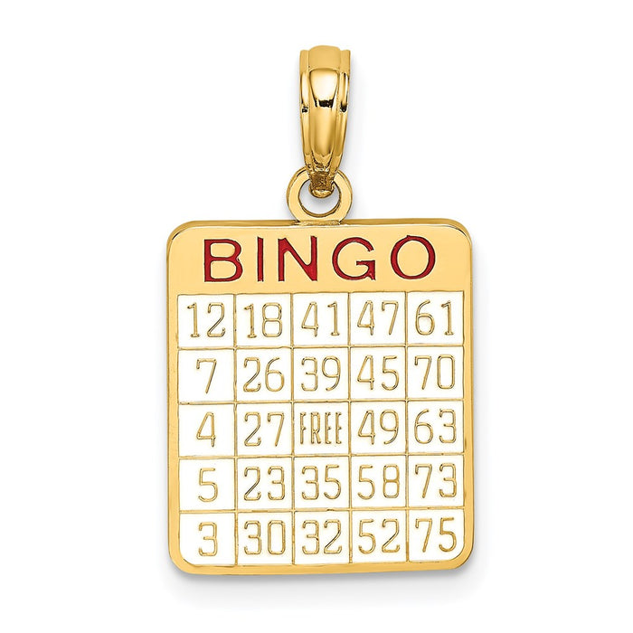 Million Charms 14K Yellow Gold Themed With Enamel Bingo Card Charm