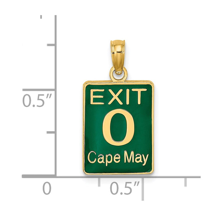 Million Charms 14K Yellow Gold Themed Exit 0 / Cape May With Green Enamel Charm