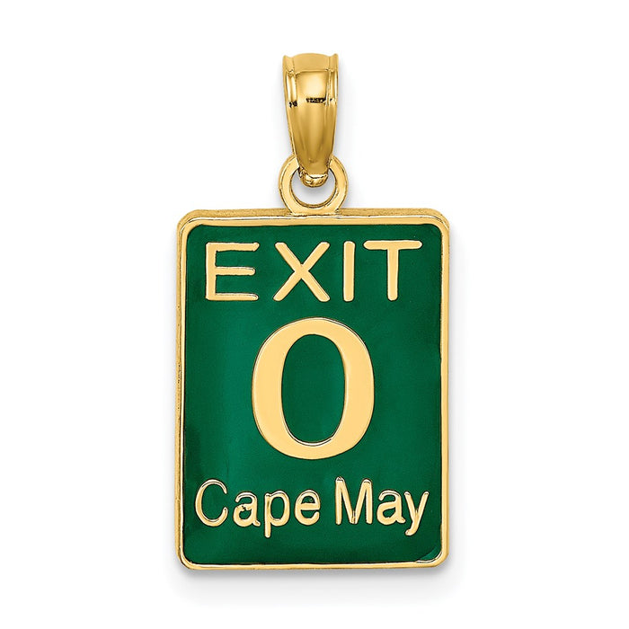 Million Charms 14K Yellow Gold Themed Exit 0 / Cape May With Green Enamel Charm