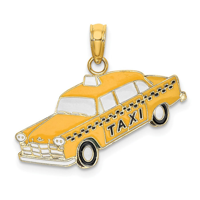 Million Charms 14K Yellow Gold Themed Enamel Taxi Charm