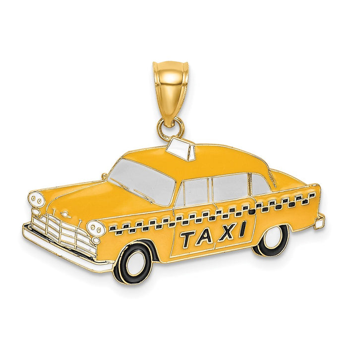 Million Charms 14K Yellow Gold Themed Enamel Taxi Charm