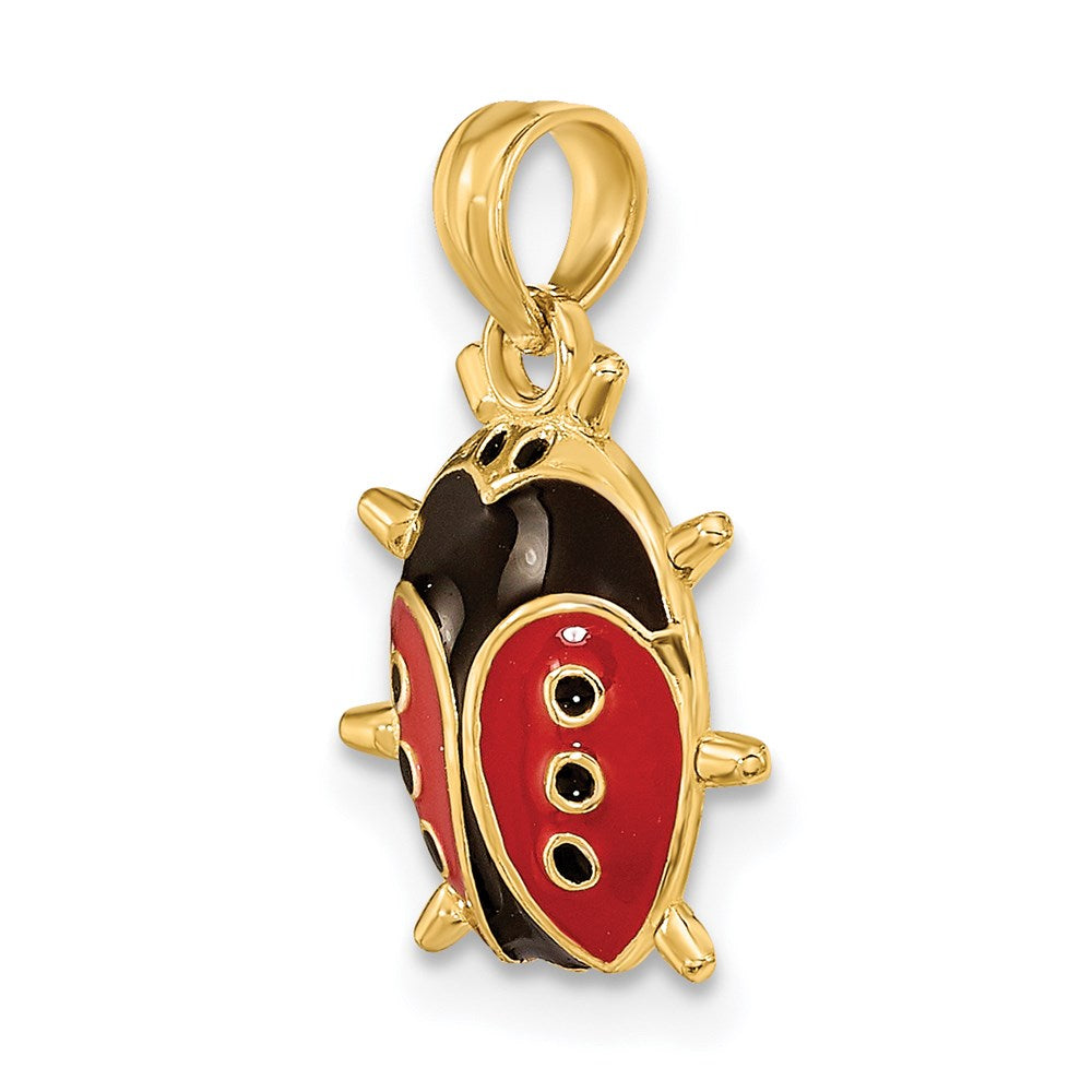Million Charms 14K Yellow Gold Themed 3-D Enamel Ladybug Charm