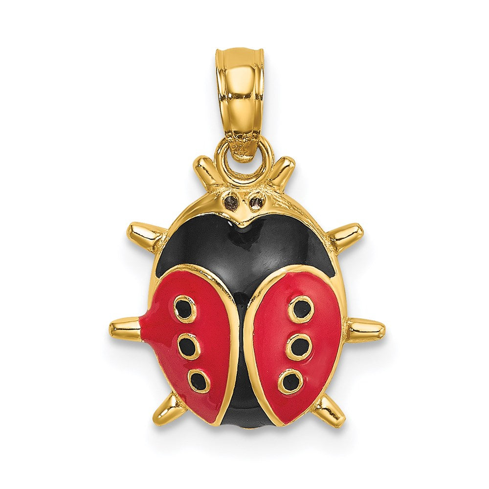 Million Charms 14K Yellow Gold Themed 3-D Enamel Ladybug Charm