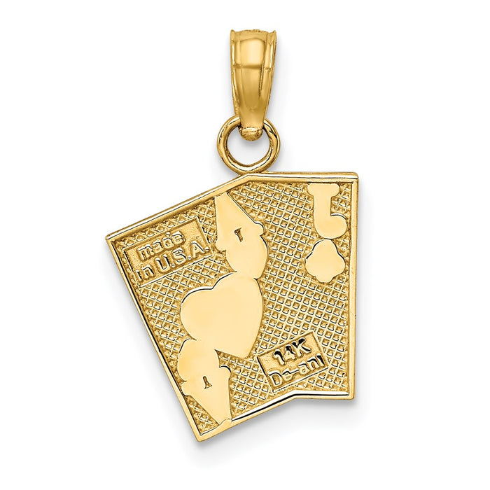 Million Charms 14K Yellow Gold Themed Enamel Jack Of Clubs & Ace Of Hearts Cards Charm