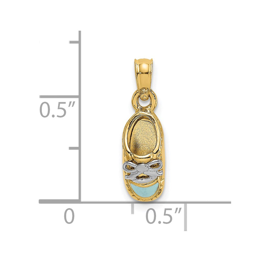 Million Charms 14K Yellow Gold Themed 3-D Light Blue Enamel Baby Shoe Charm
