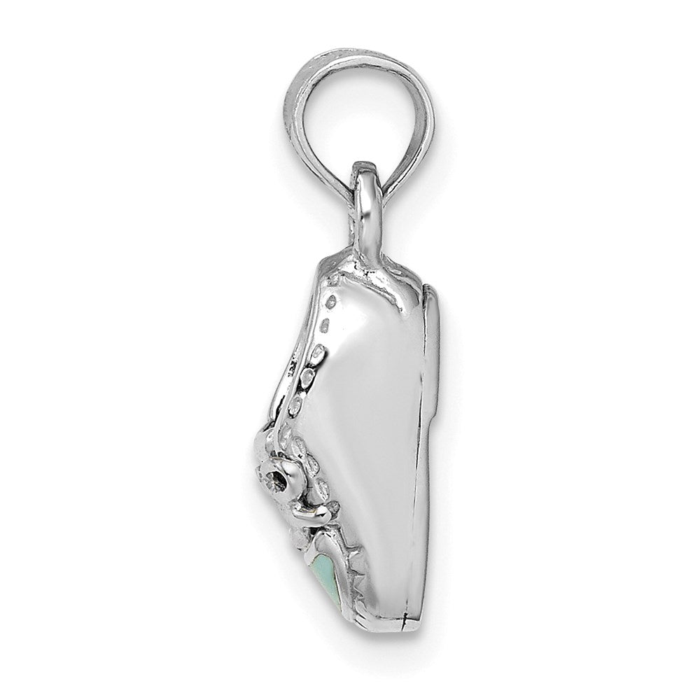 Million Charms 14K White Gold Themed 3-D Light Blue Enamel Baby Shoe Charm