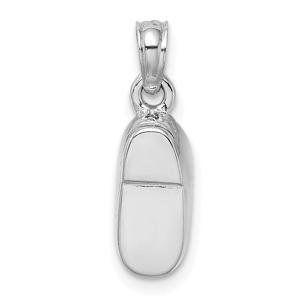 Million Charms 14K White Gold Themed 3-D Light Blue Enamel Baby Shoe Charm
