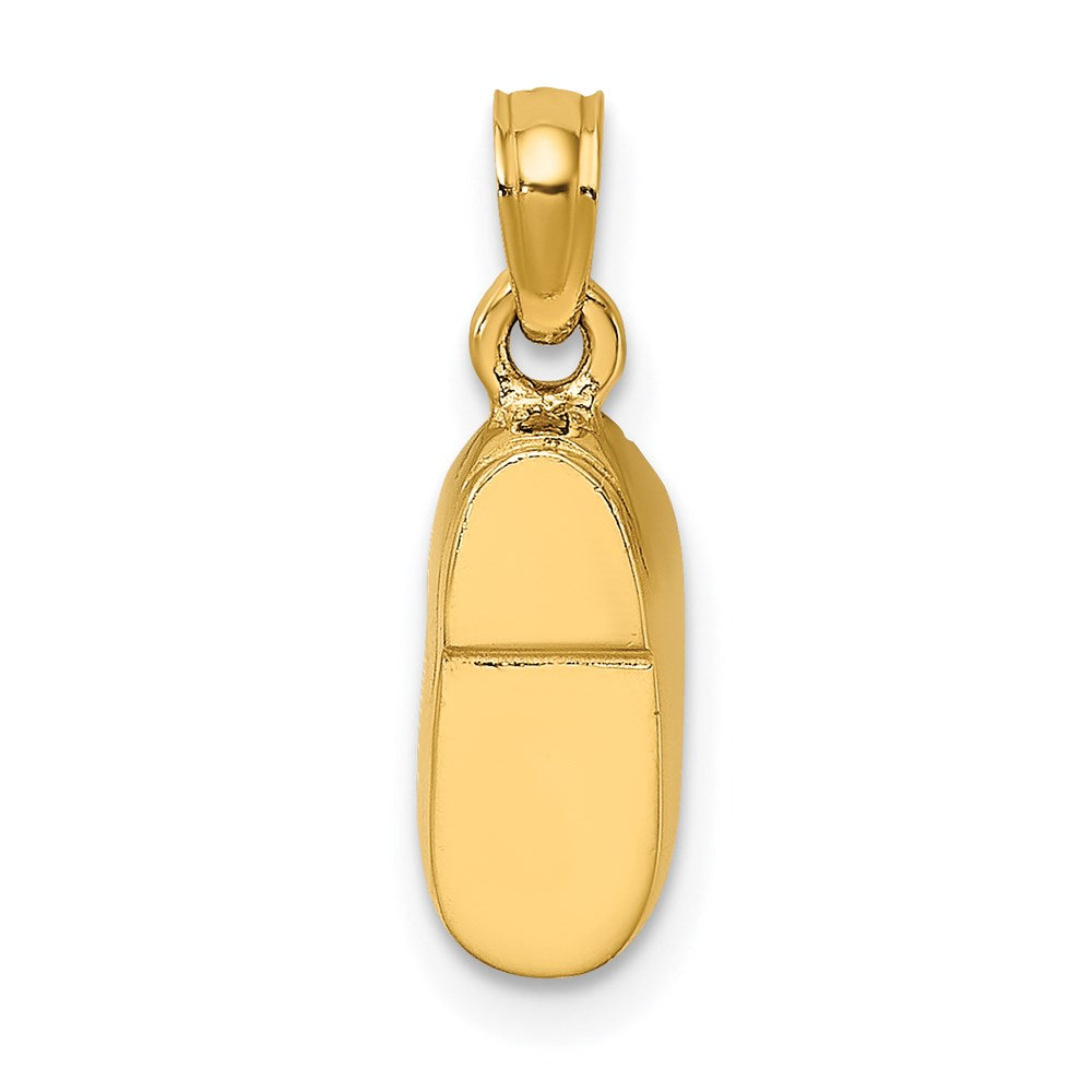 Million Charms 14K Yellow Gold Themed 3-D Pink Enamel Baby Shoe Charm