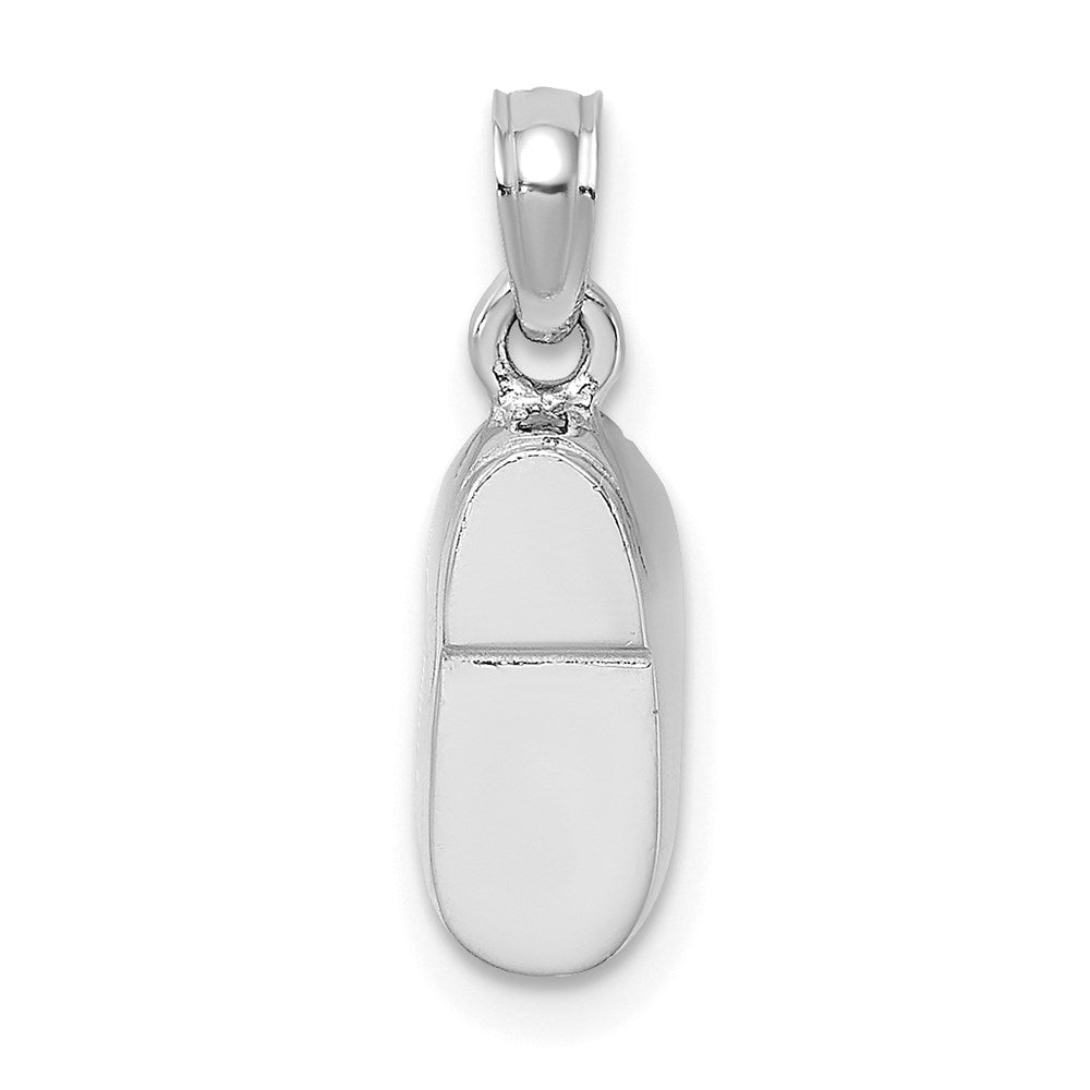 Million Charms 14K White Gold Themed 3-D Pink Enamel Baby Shoe Charm