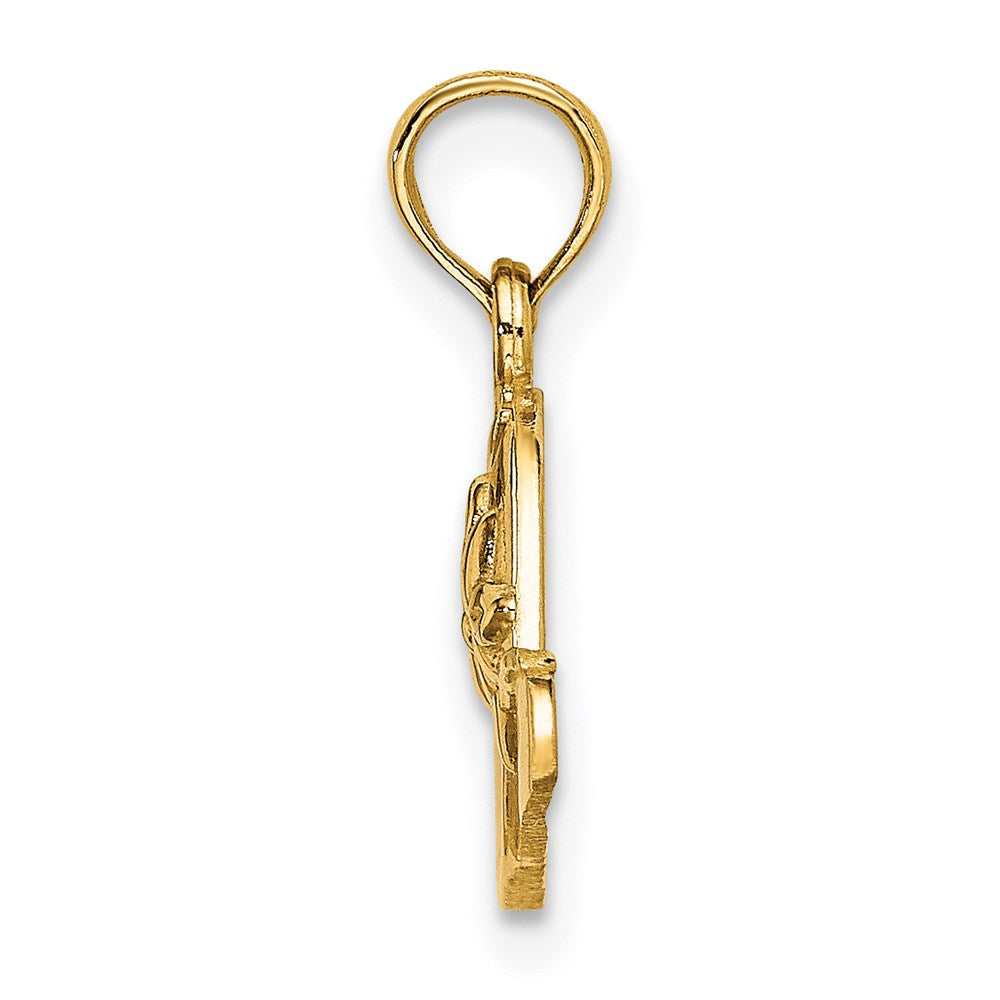 Million Charms 14K Yellow Gold Themed Polished 2-D Red Enamel Hat Charm