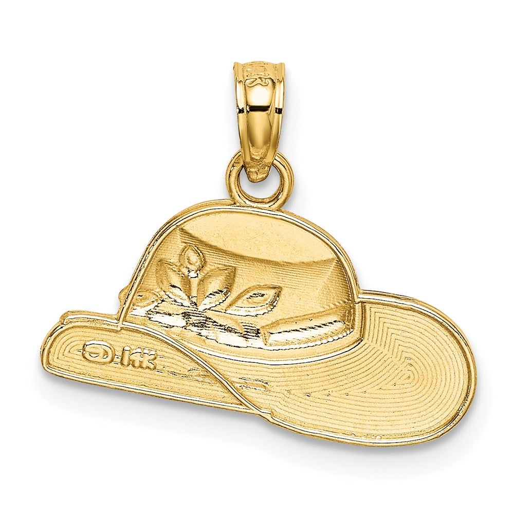 Million Charms 14K Yellow Gold Themed Polished 2-D Red Enamel Hat Charm