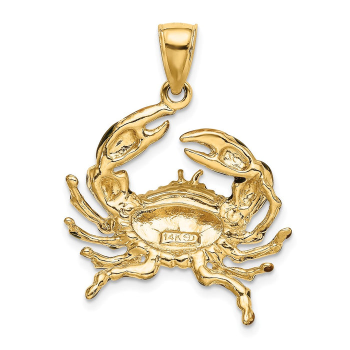 Million Charms 14K Yellow Gold Themed 2-D With Blue Enamel Stone Crab Charm