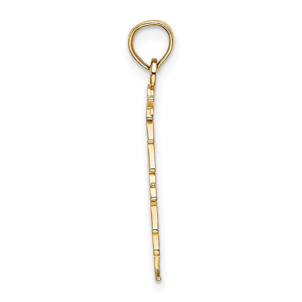 Million Charms 14K Yellow Gold Themed Enamel Green Christmas Tree With Red Star Charm
