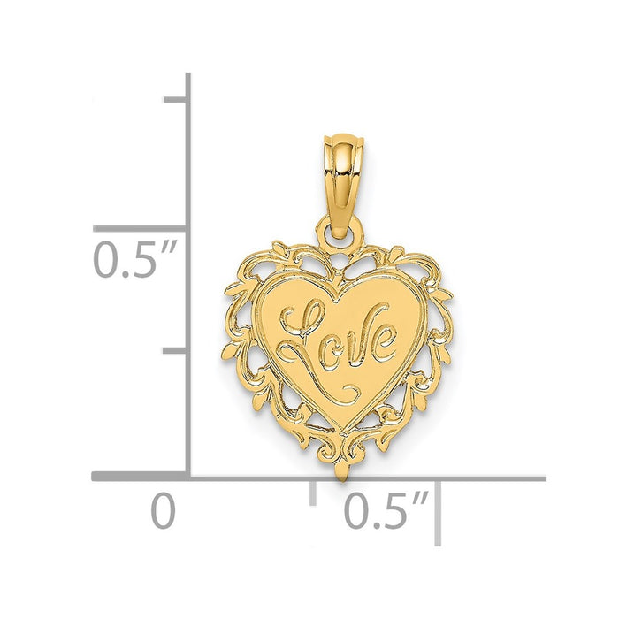 Million Charms 14K Yellow Gold Themed Love In Heart Charm