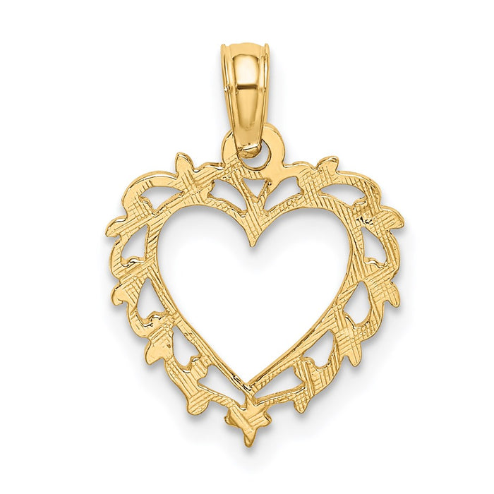 Million Charms 14K Yellow Gold Themed Heart With Lace Trim Charm