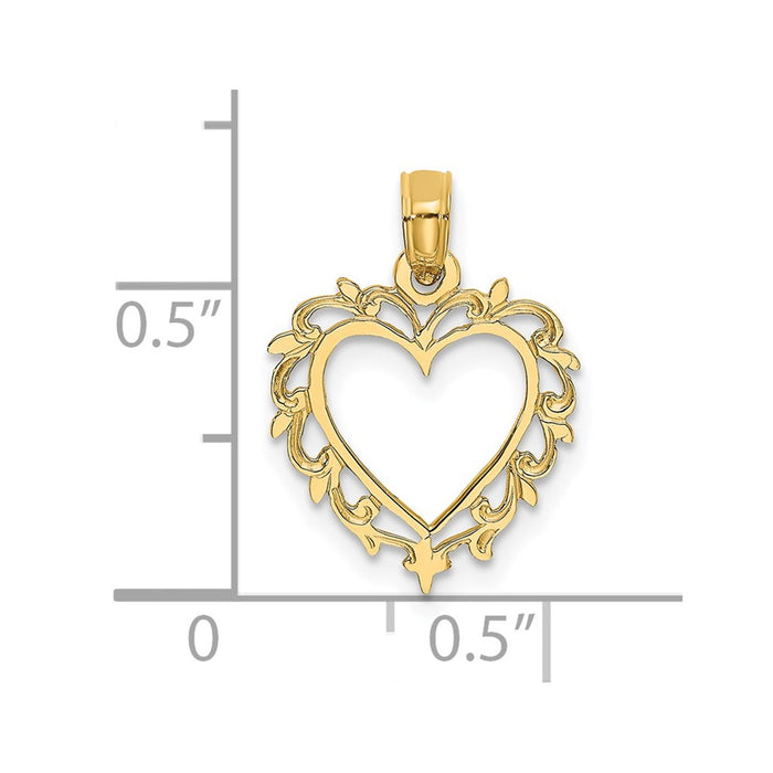 Million Charms 14K Yellow Gold Themed Heart With Lace Trim Charm