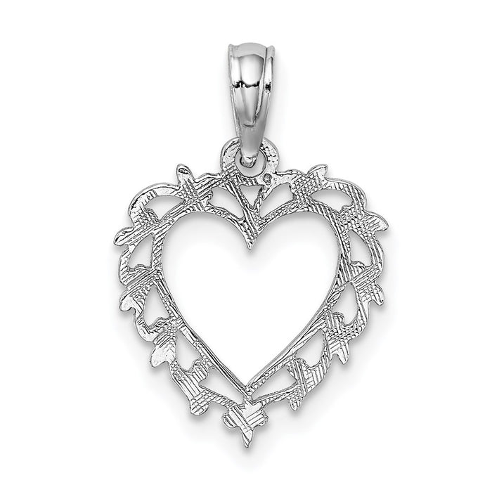 Million Charms 14K White Gold Themed Heart With Lace Trime Charm