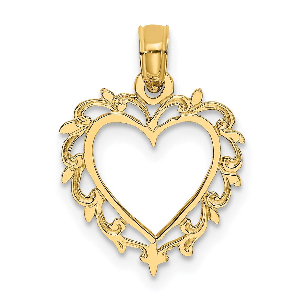 Million Charms 14K Yellow Gold Themed Heart With Lace Trim Charm