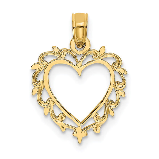 Million Charms 14K Yellow Gold Themed Heart With Lace Trim Charm