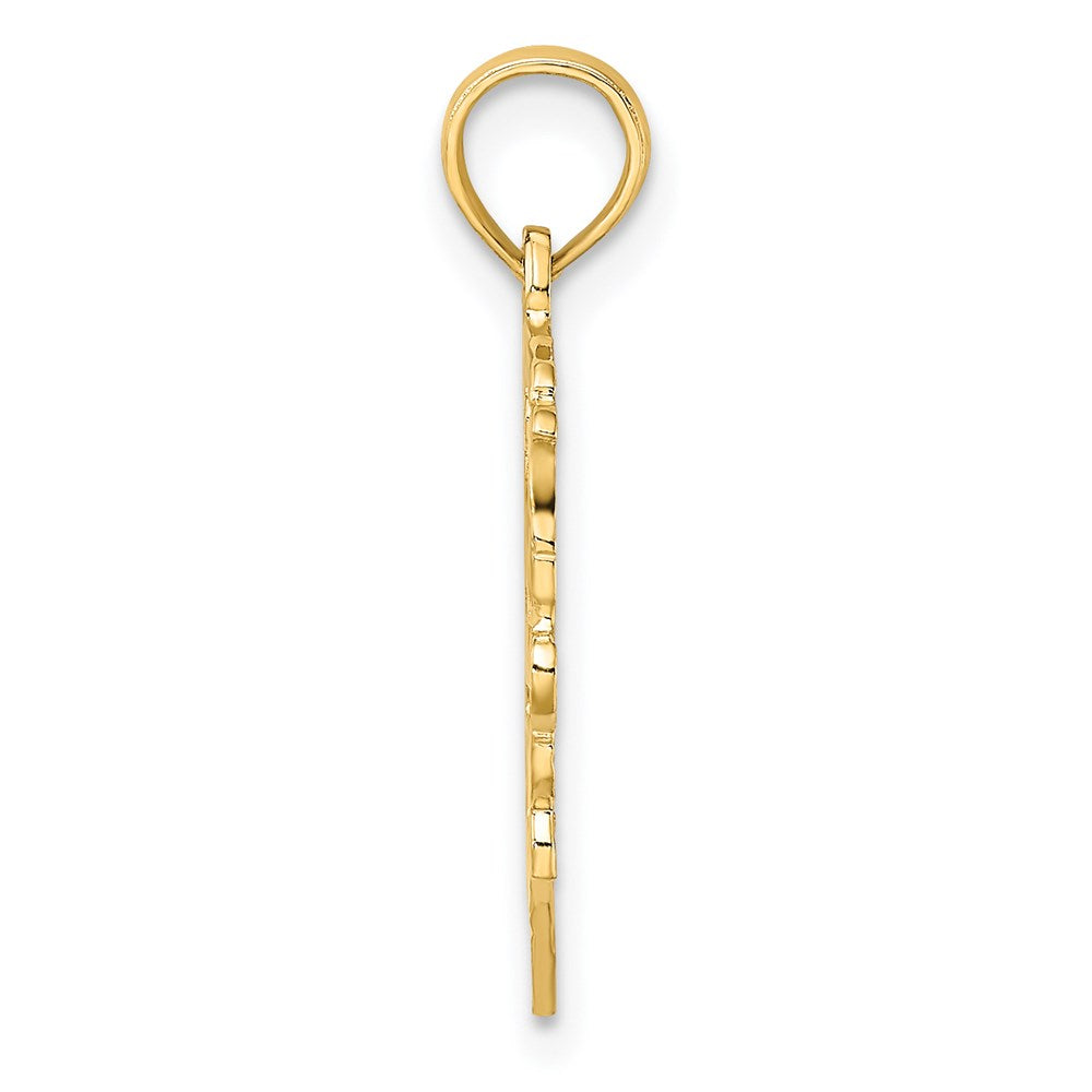 Million Charms 14K Yellow Gold Themed Love In Heart With Floral Design Charm