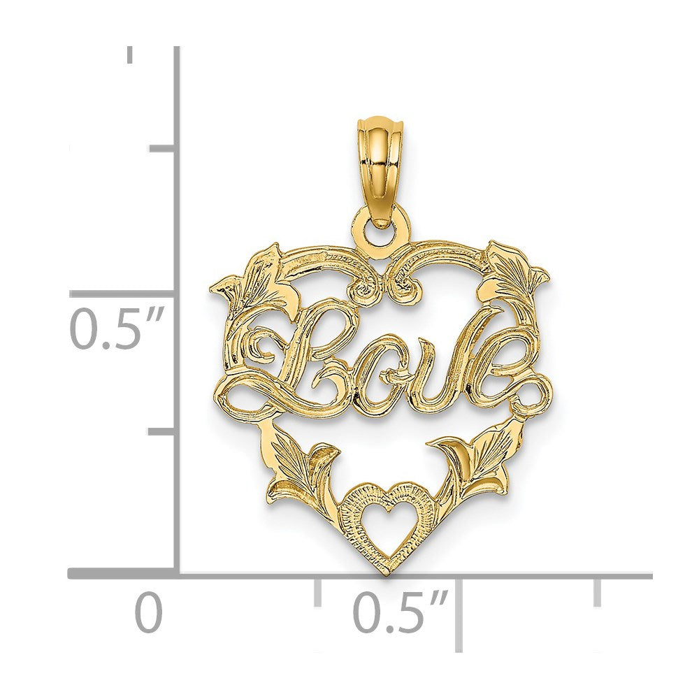 Million Charms 14K Yellow Gold Themed Love In Heart With Floral Design Charm