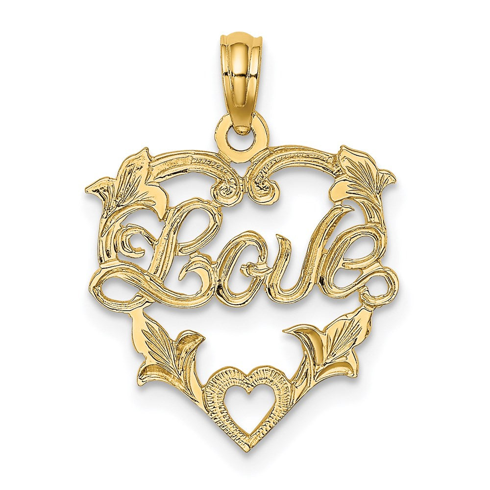 Million Charms 14K Yellow Gold Themed Love In Heart With Floral Design Charm
