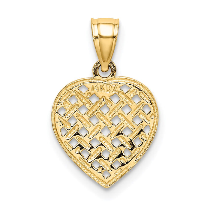 Million Charms 14K Yellow Gold Themed Cut-Out & Textured Woven Heart Charm