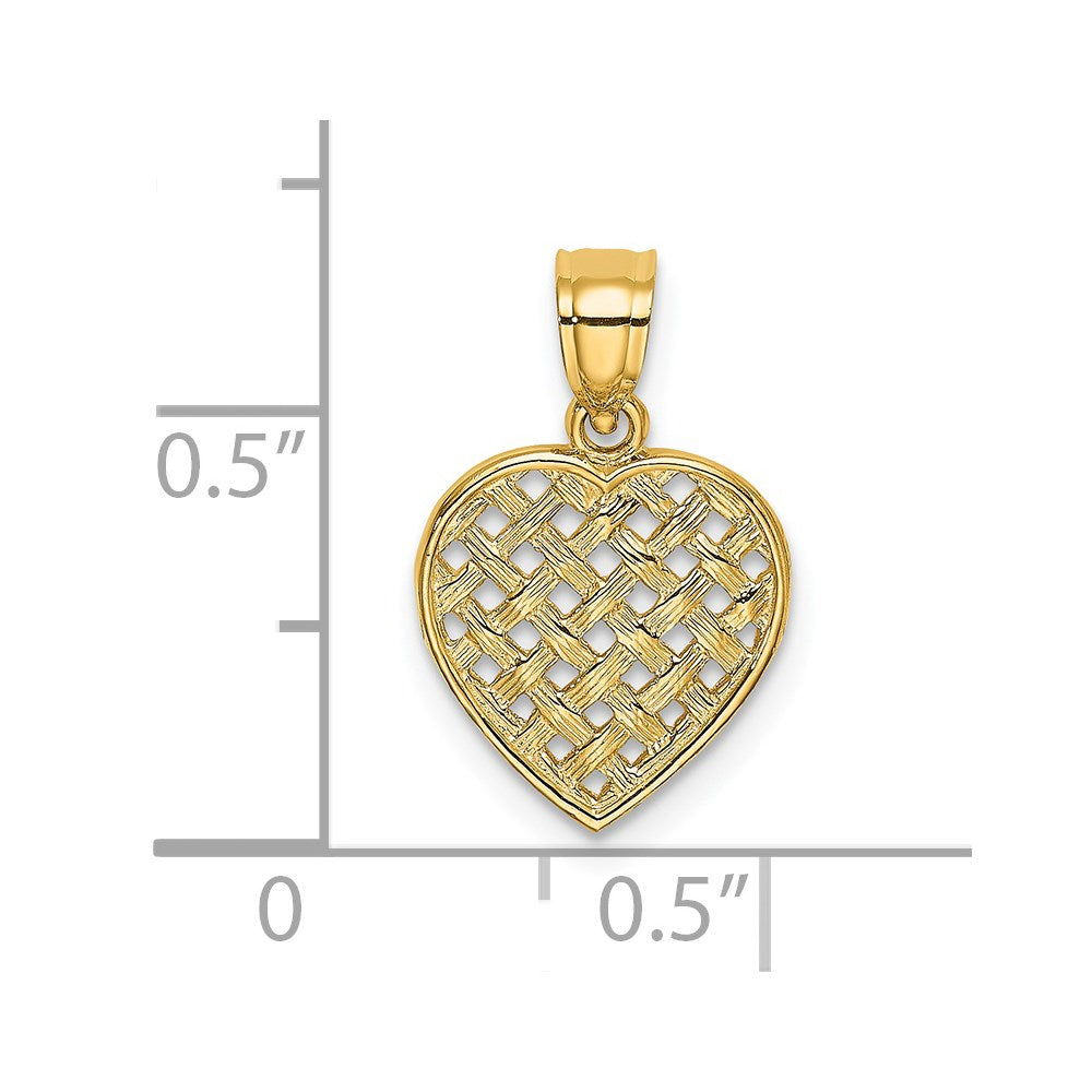 Million Charms 14K Yellow Gold Themed Cut-Out & Textured Woven Heart Charm