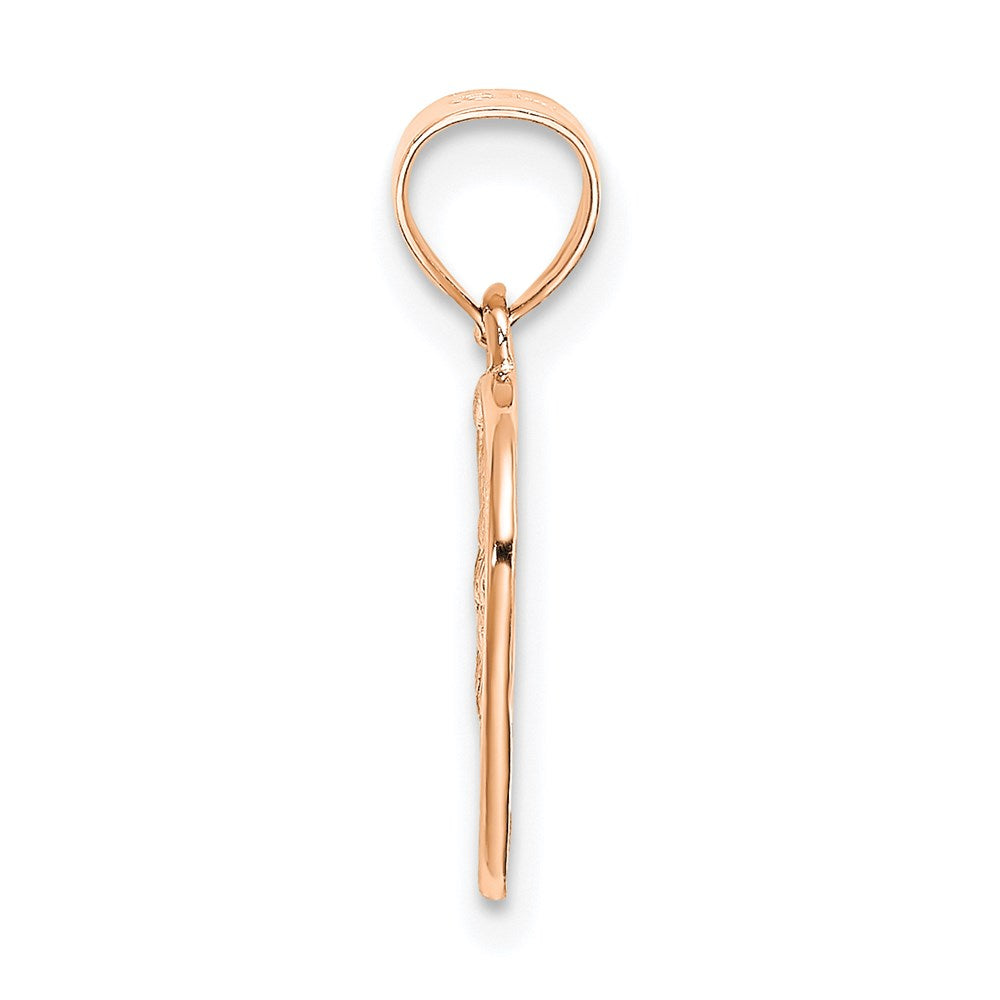 Million Charms 14K Rose Gold Themed Polished Cut-Out & Textured Woven Heart Charm
