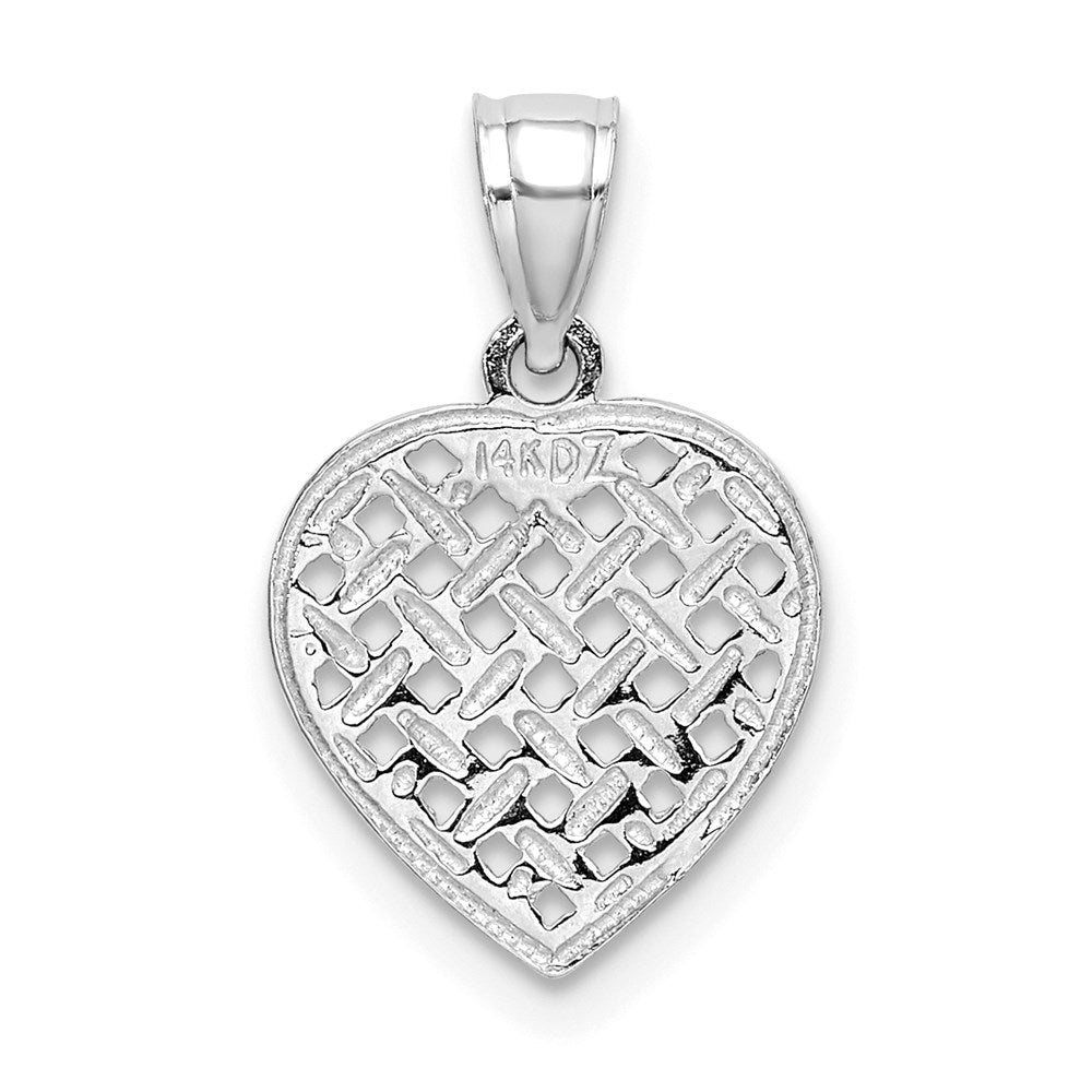 Million Charms 14K White Gold Themed Cut-Out & Textured Woven Heart Charm