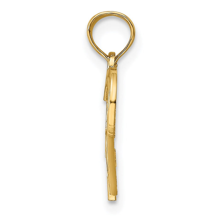 Million Charms 14K Yellow Gold Themed Flat Two Hearts Intertwined Charm