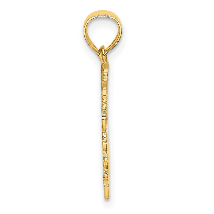 Million Charms 14K Yellow Gold Themed Polished & Engraved Heart Charm