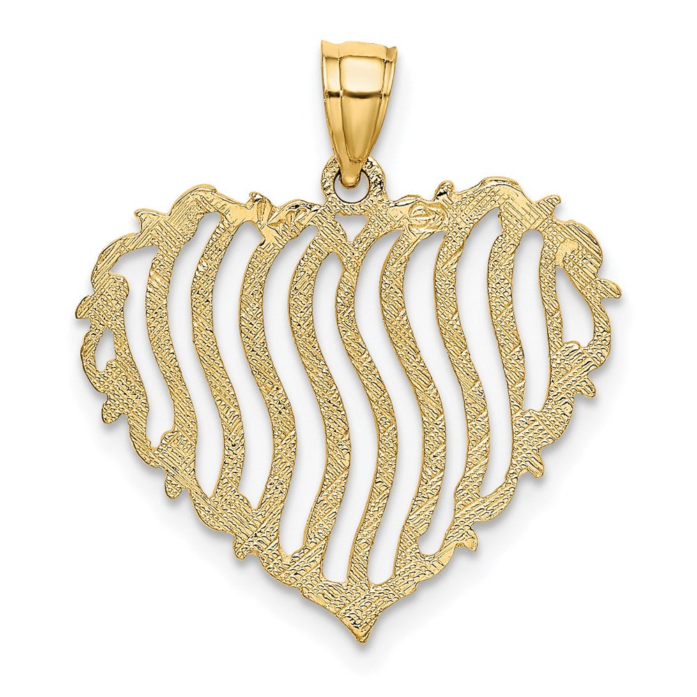 Million Charms 14K Yellow Gold Themed Polished & Engraved Heart Charm