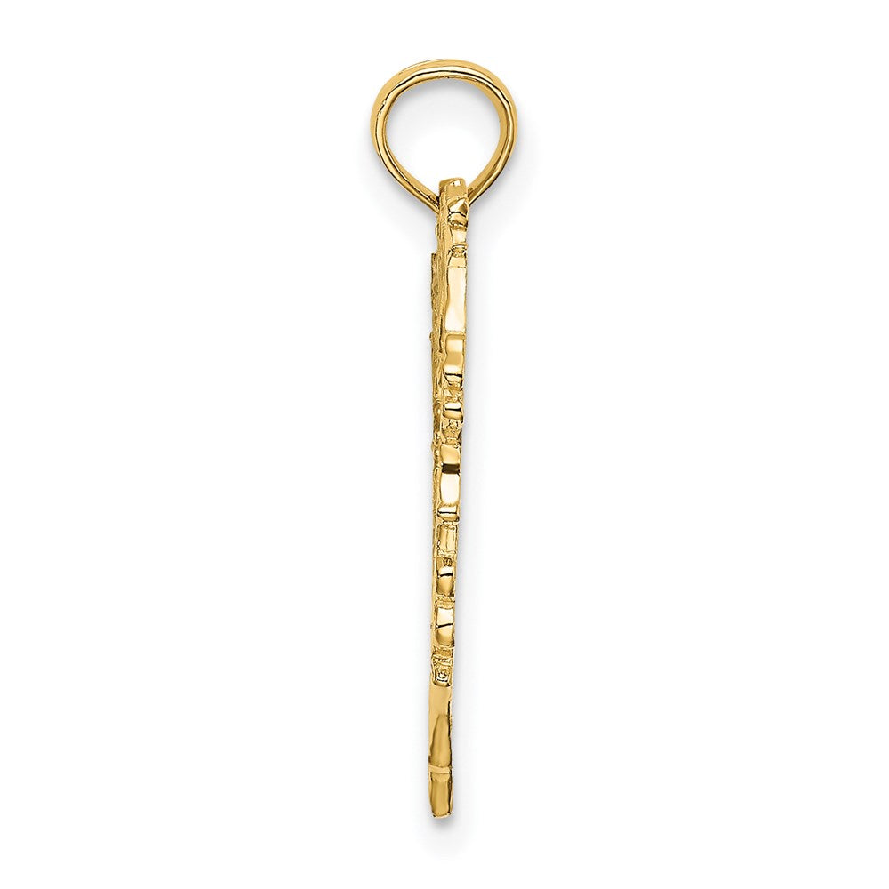 Million Charms 14K Yellow Gold Themed Cut-Out Floral Heart Charm