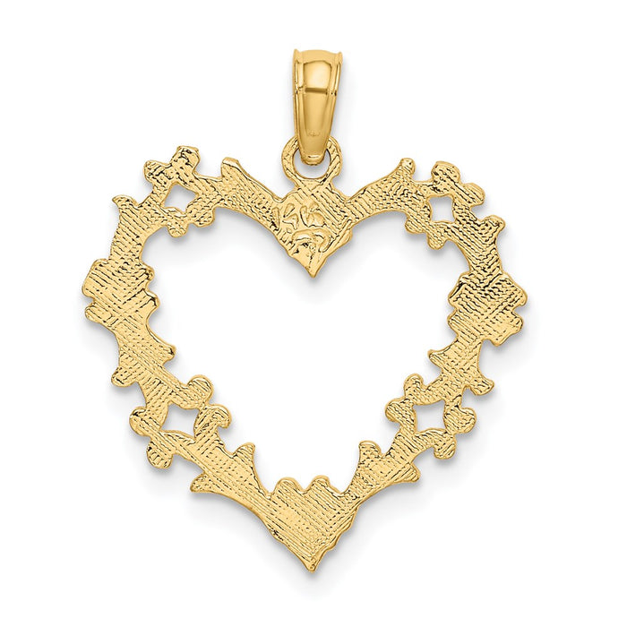 Million Charms 14K Yellow Gold Themed Cut-Out Floral Heart Charm