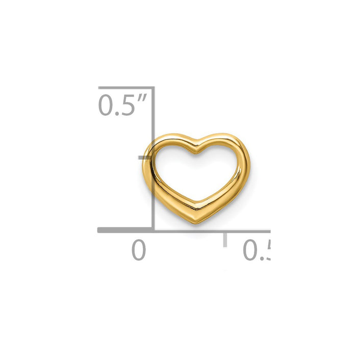 Million Charms 14K Yellow Gold Themed Polished Mini Floating Heart Slide
