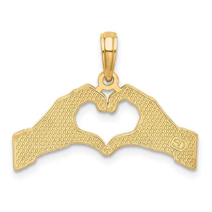 Million Charms 14K Yellow Gold Themed Hands Forming A Heart Charm