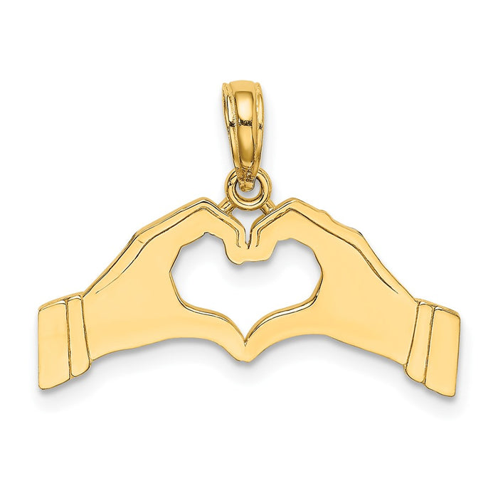 Million Charms 14K Yellow Gold Themed Hands Forming A Heart Charm